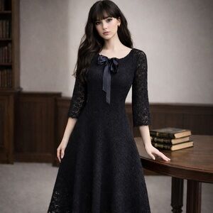 Whimsigoth Crochet Midi Dress by Cynthia Steffe – Size M, Dark Romance Academia